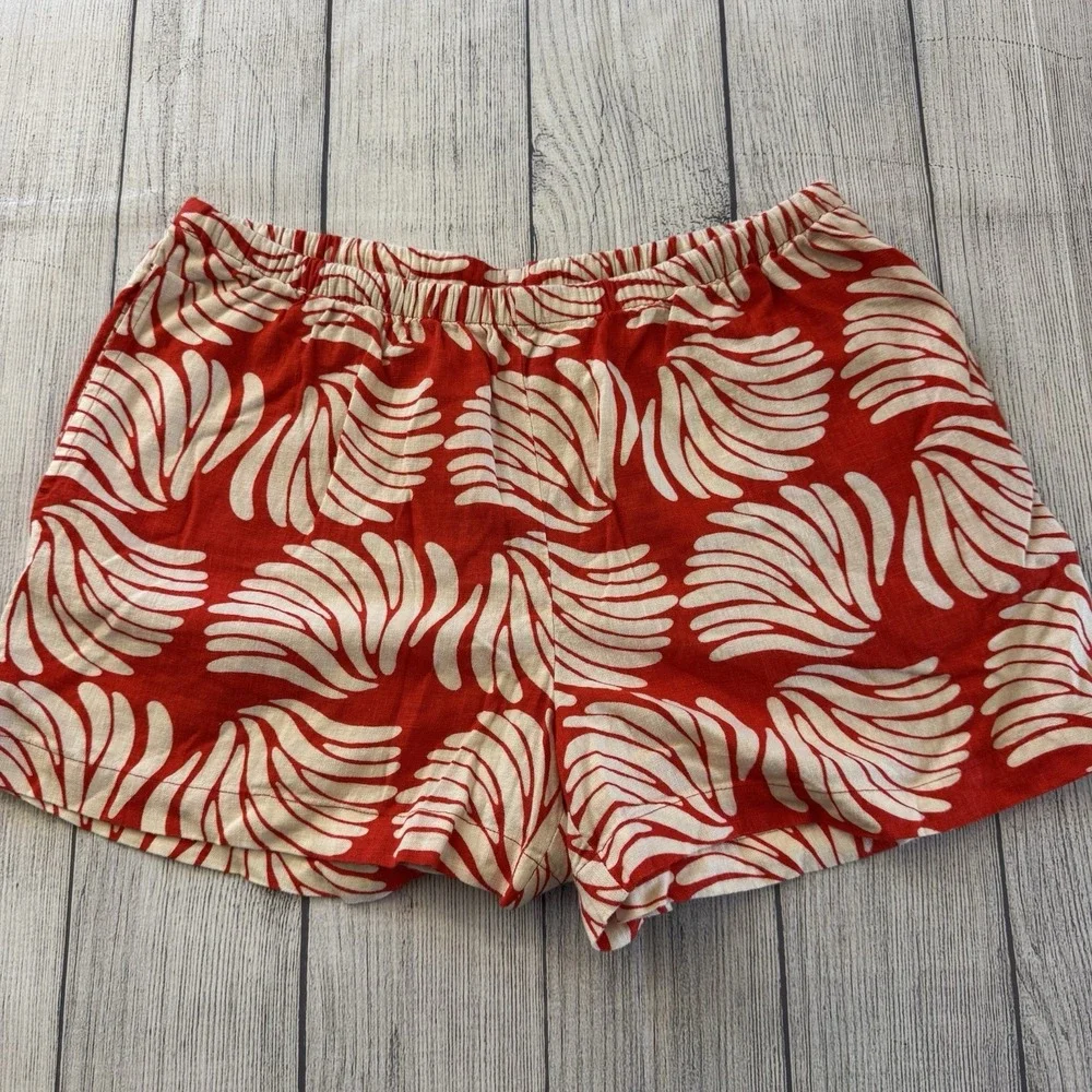 A New Day Linen Rayon Tropical Leaf Print Pull On Shorts‎ Women's Medium